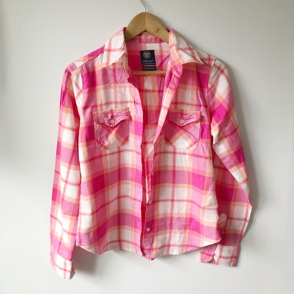 ✨LOT x2✨ American Eagle Plaid Button Up Shirts